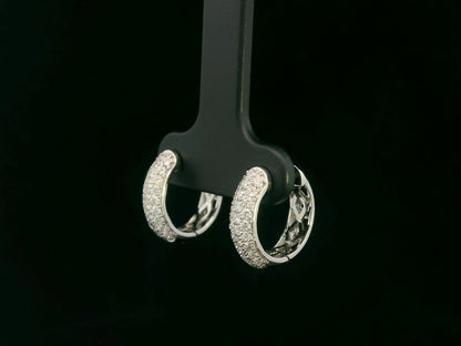 18K white gold diamond pavé hoop earrings – 0.53ct round brilliant diamonds by Emirates Diamonds