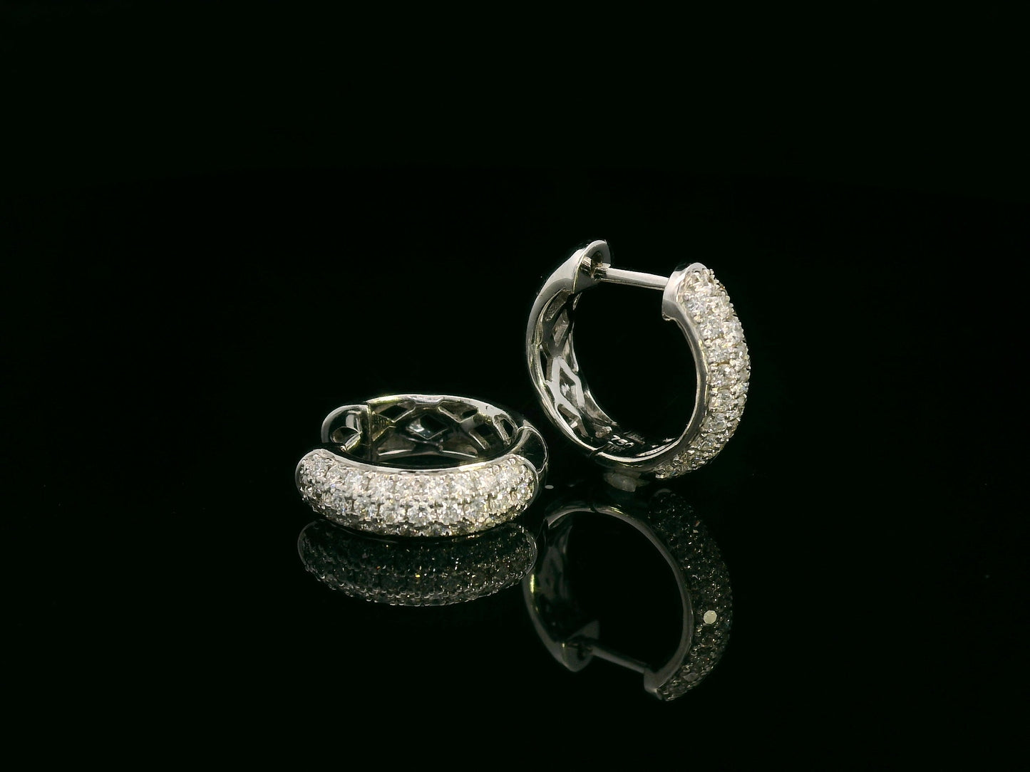 18K white gold diamond pavé hoop earrings – 0.53ct round brilliant diamonds by Emirates Diamonds