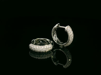 18K white gold diamond pavé hoop earrings – 0.53ct round brilliant diamonds by Emirates Diamonds