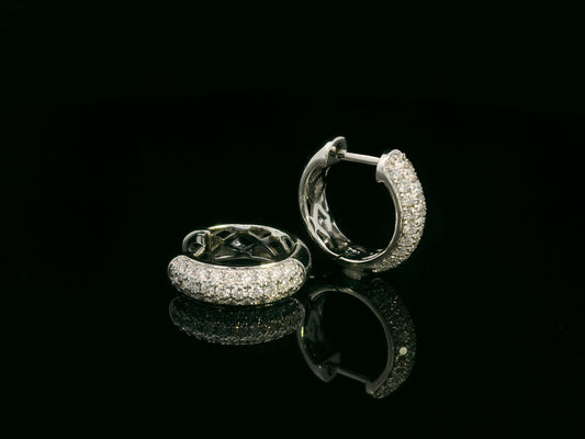 18K white gold diamond pavé hoop earrings – 0.53ct round brilliant diamonds by Emirates Diamonds