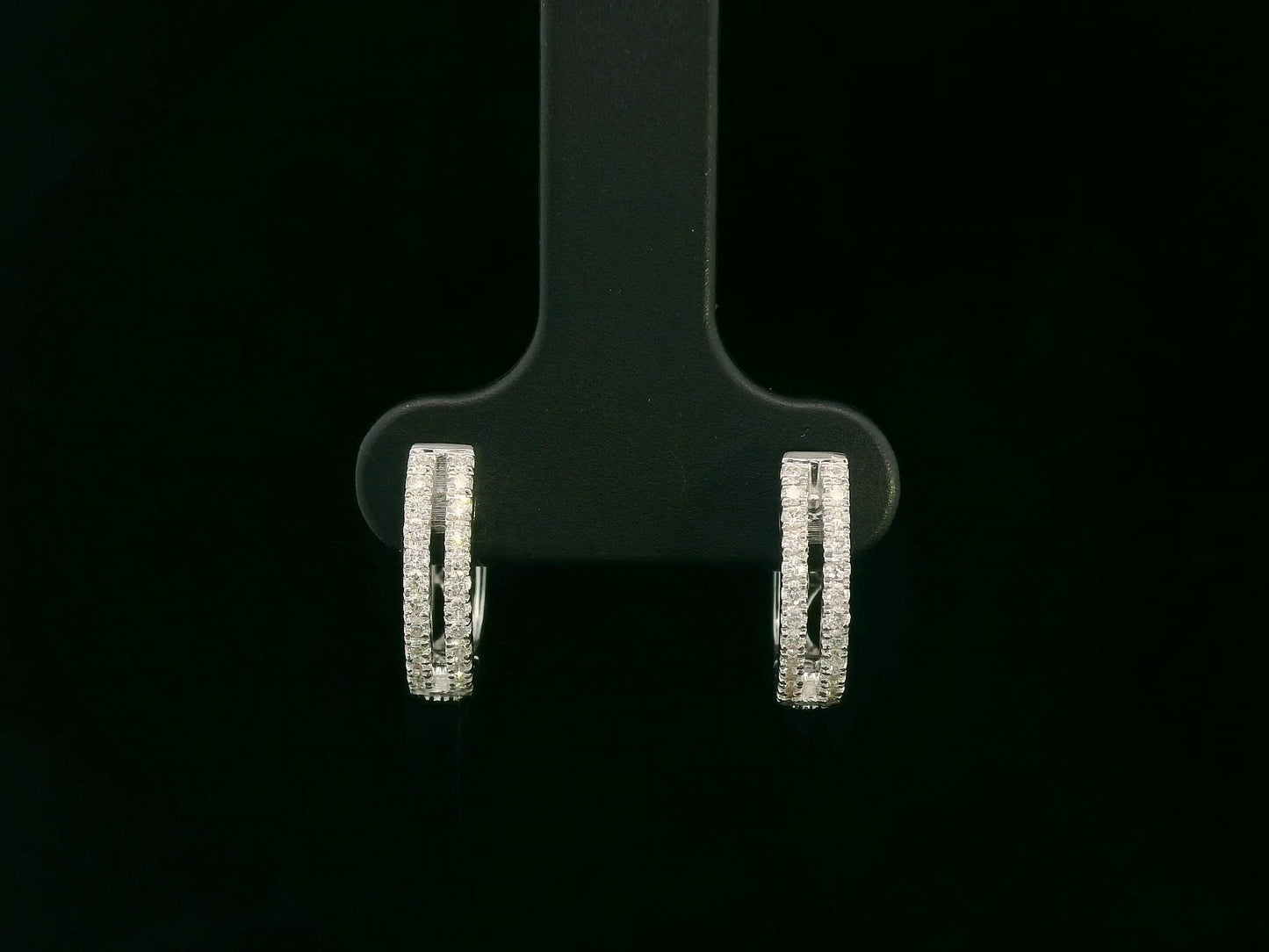 18K white gold diamond huggie hoop earrings – 0.23ct pavé diamonds by Emirates Diamonds