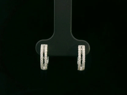 18K white gold diamond huggie hoop earrings – 0.23ct pavé diamonds by Emirates Diamonds