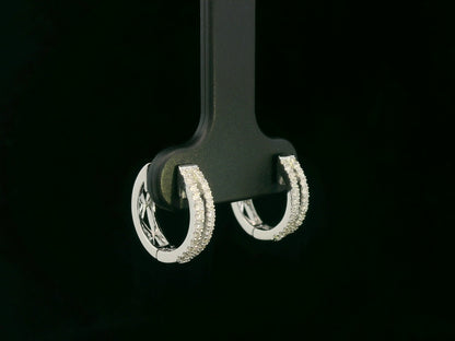 18K white gold diamond huggie hoop earrings – 0.23ct pavé diamonds by Emirates Diamonds