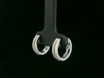 18K white gold diamond huggie hoop earrings – 0.23ct pavé diamonds by Emirates Diamonds