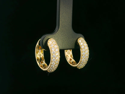18K yellow gold pavé diamond hoop earrings – 0.89ct diamond hoops – Emirates Diamonds