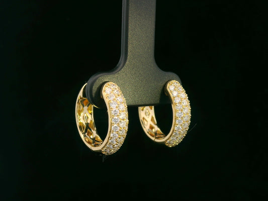 18K yellow gold pavé diamond hoop earrings – 0.89ct diamond hoops – Emirates Diamonds