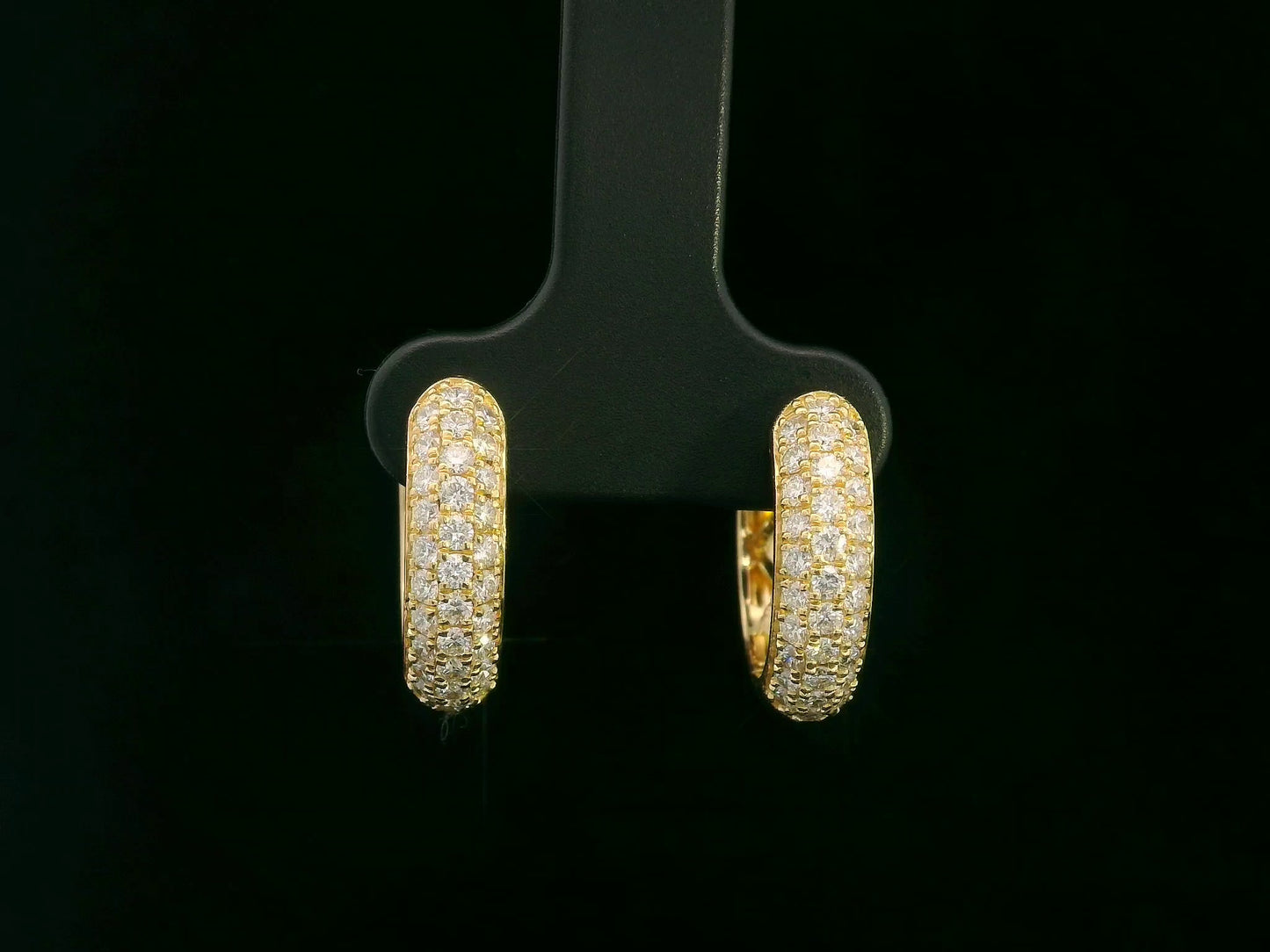 18K yellow gold pavé diamond hoop earrings – 0.89ct diamond hoops – Emirates Diamonds