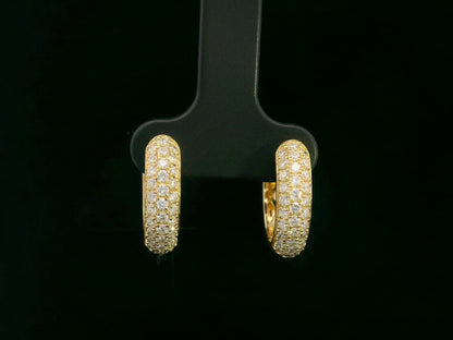 18K yellow gold pavé diamond hoop earrings – 0.89ct diamond hoops – Emirates Diamonds