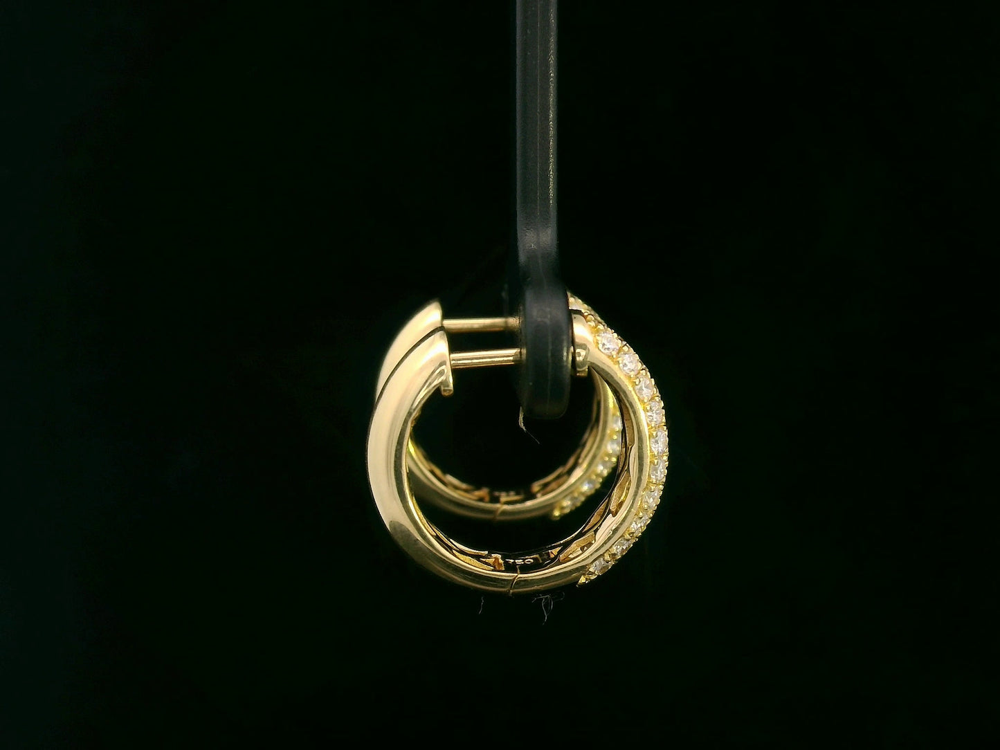 18K yellow gold pavé diamond hoop earrings – 0.89ct diamond hoops – Emirates Diamonds