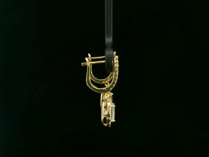 18K yellow gold aquamarine and diamond halo dangle earrings with pavé hoops, 0.87ct aquamarine & 0.39ct diamonds – Emirates Diamonds