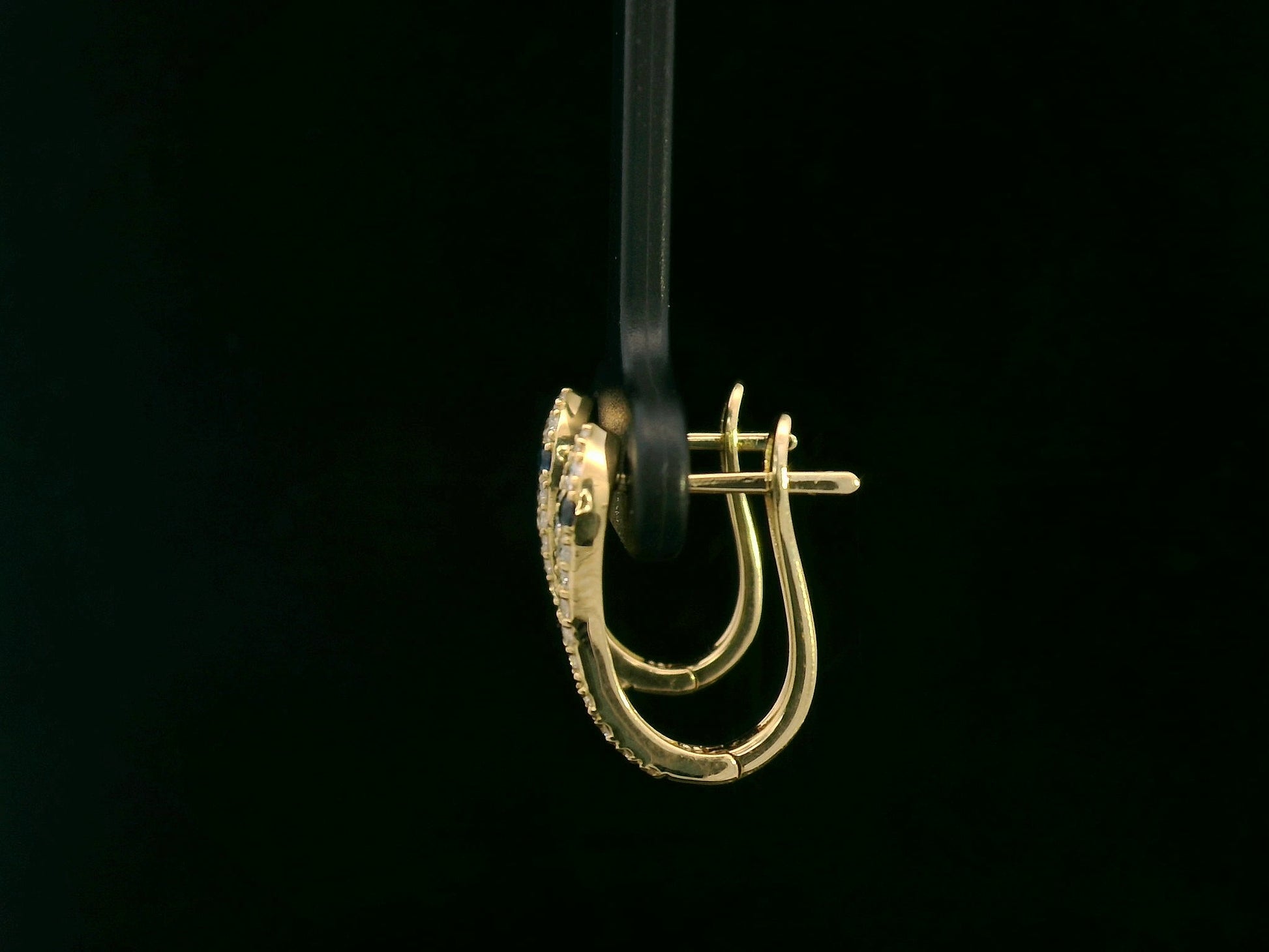 18K yellow gold serpent-inspired hoop earrings with pavé diamonds and blue sapphires – Emirates Diamonds