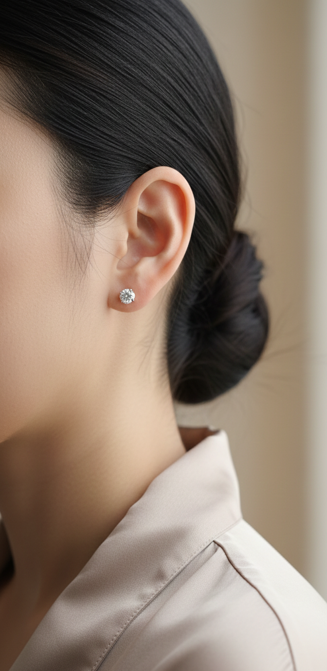 18K yellow gold 1.60ct round diamond solitaire stud earrings, VS1 I color, GIA certified – Emirates Diamonds