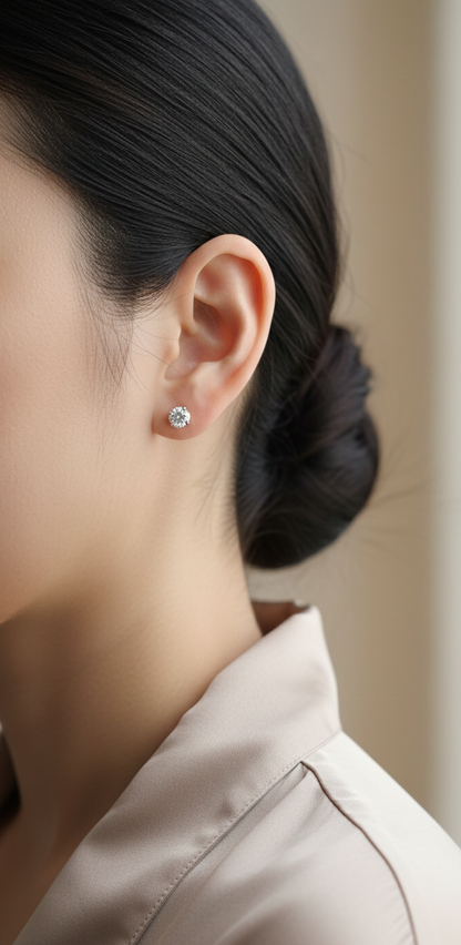 18K yellow gold 1.60ct round diamond solitaire stud earrings, VS1 I color, GIA certified – Emirates Diamonds