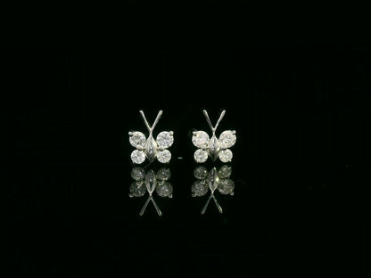 18K white gold diamond butterfly stud earrings – delicate small butterfly earrings by Emirates Diamonds