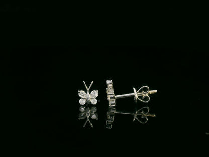 18K white gold diamond butterfly stud earrings – delicate small butterfly earrings by Emirates Diamonds