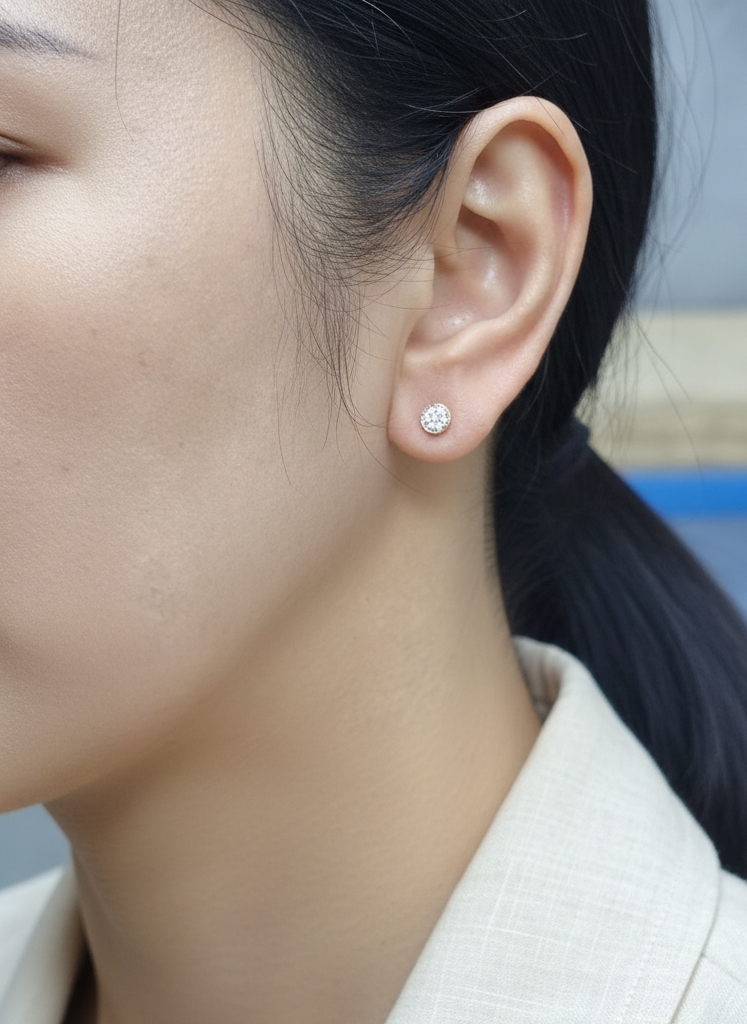 18K rose gold diamond cluster stud earrings with floral design, 0.13ct – Emirates Diamonds