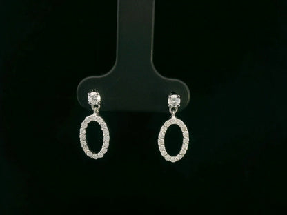 18K white gold oval diamond drop earrings with butterfly push back closure – Emirates Diamonds