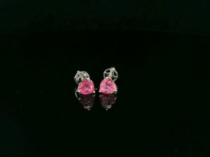 18K white gold heart-shaped ruby stud earrings – romantic fine jewelry by Emirates Diamonds