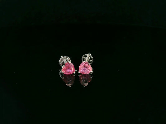 18K white gold heart-shaped ruby stud earrings – romantic fine jewelry by Emirates Diamonds