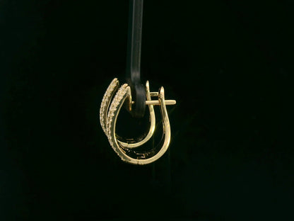 18K yellow gold diamond hoop earrings with baguette and round-cut diamonds by Emirates Diamonds