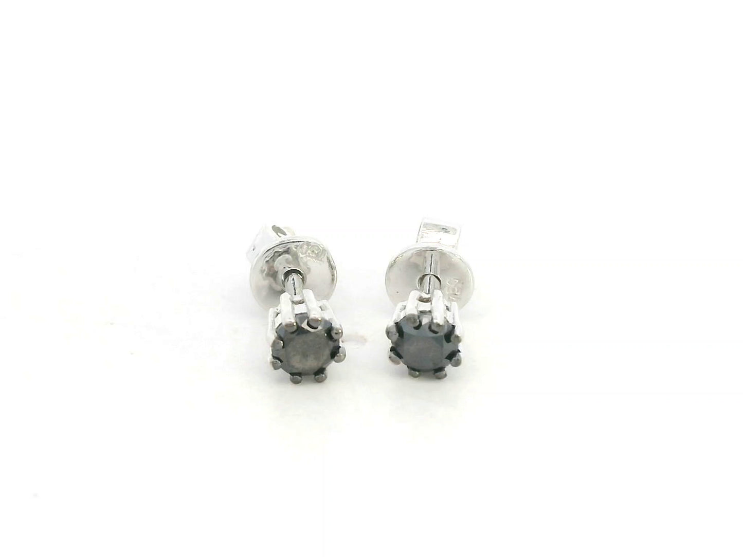 Black diamond stud earrings in 18K white gold with round-cut diamonds by Emirates Diamonds