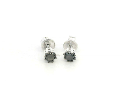 Black diamond stud earrings in 18K white gold with round-cut diamonds by Emirates Diamonds