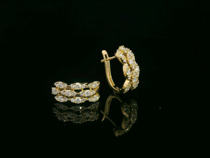 18K yellow gold triple-row diamond huggie earrings with 0.87 carat diamonds – Emirates Diamonds