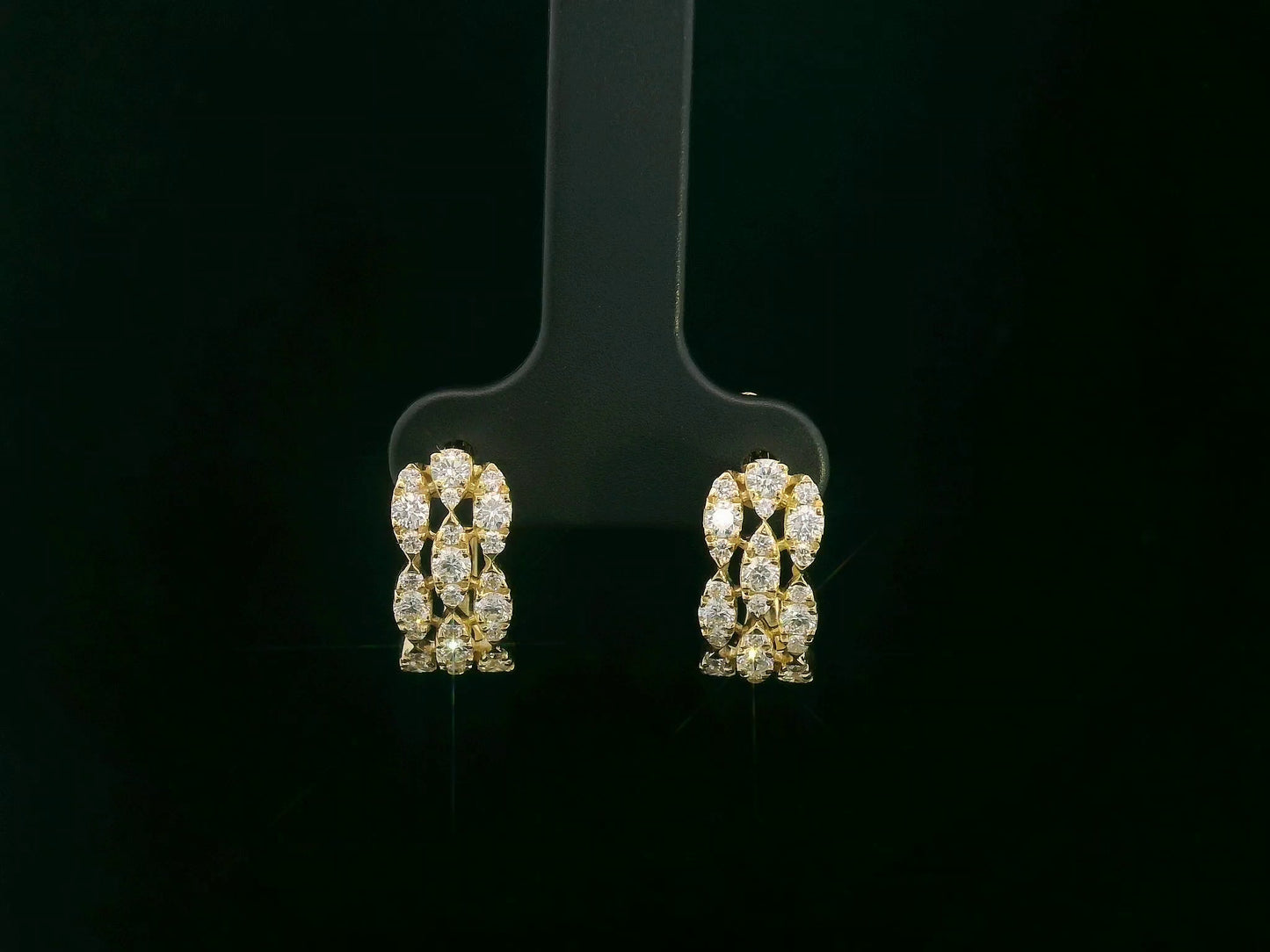18K yellow gold triple-row diamond huggie earrings with 0.87 carat diamonds – Emirates Diamonds