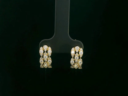 18K yellow gold triple-row diamond huggie earrings with 0.87 carat diamonds – Emirates Diamonds