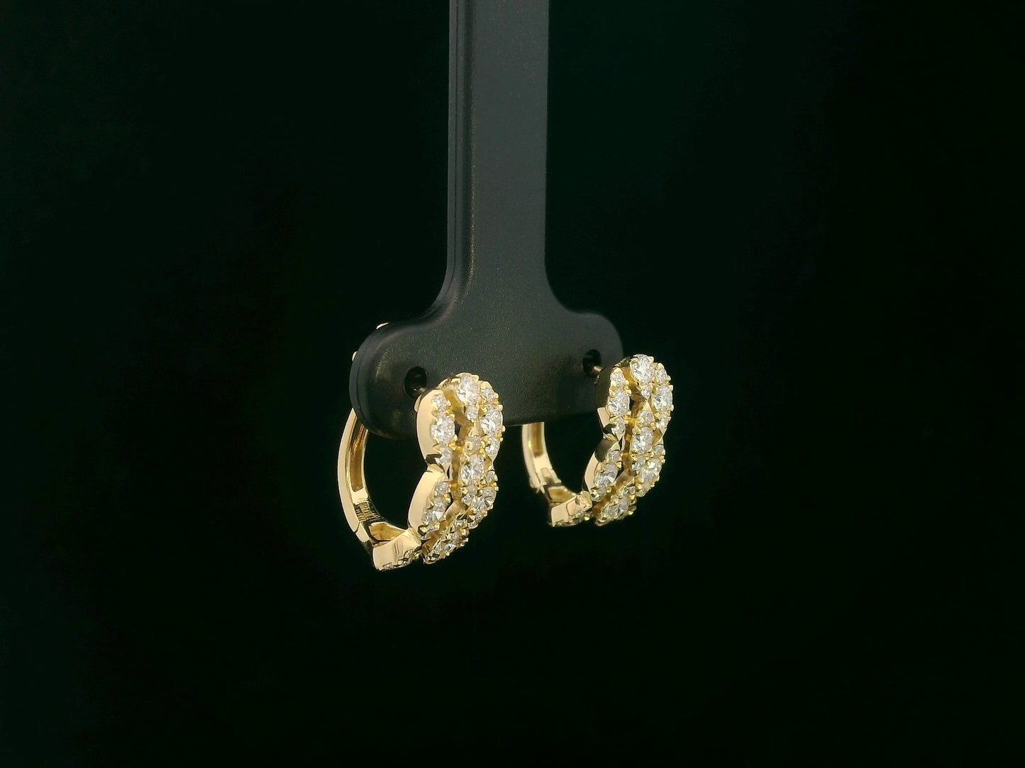 18K yellow gold triple-row diamond huggie earrings with 0.87 carat diamonds – Emirates Diamonds
