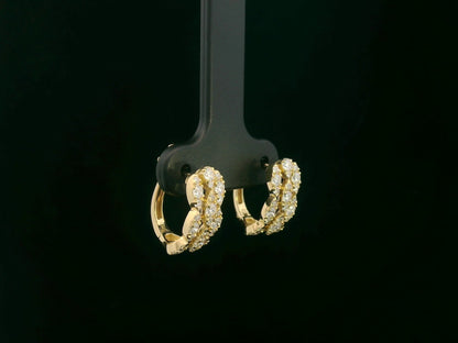 18K yellow gold triple-row diamond huggie earrings with 0.87 carat diamonds – Emirates Diamonds