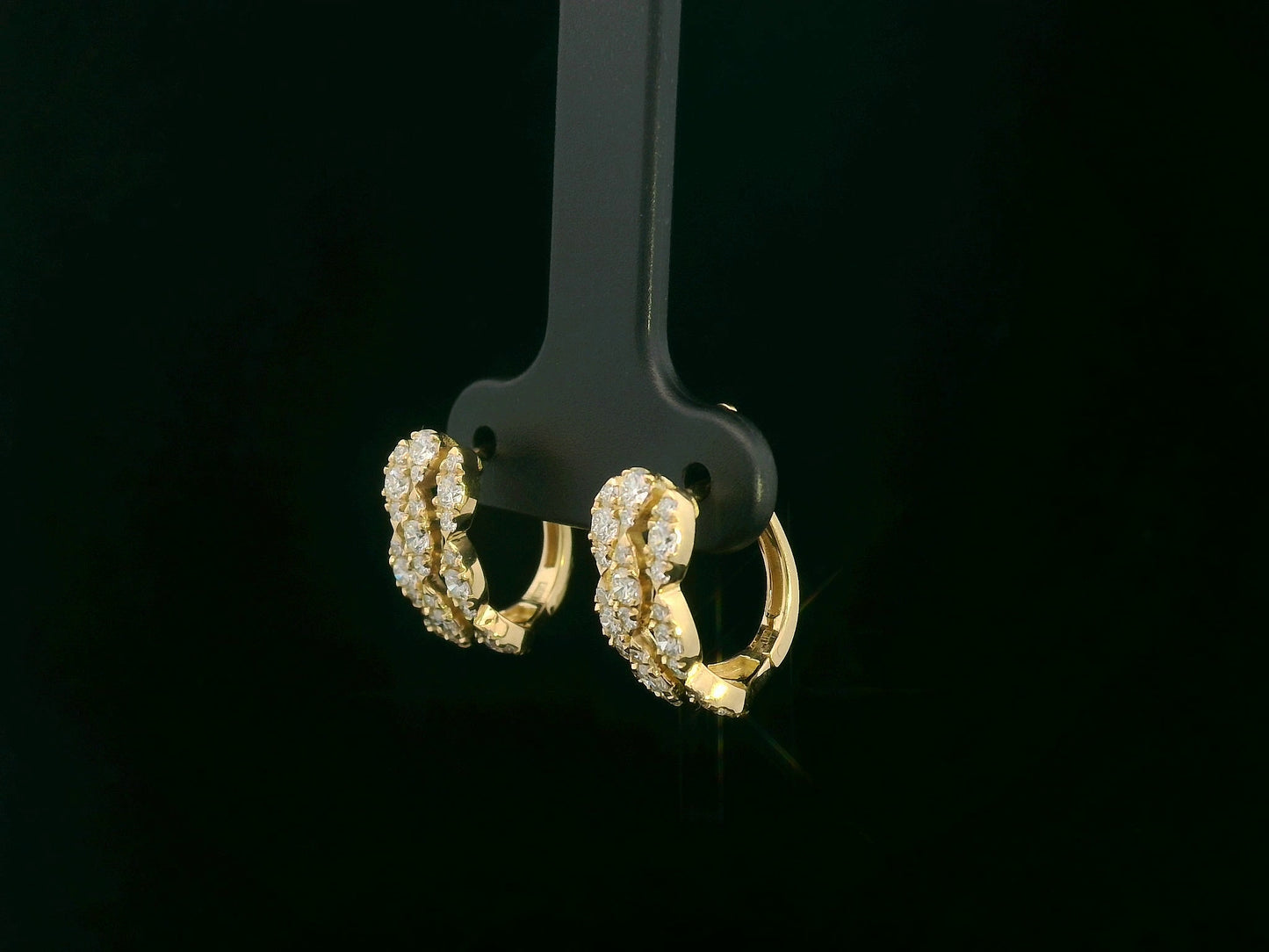 18K yellow gold triple-row diamond huggie earrings with 0.87 carat diamonds – Emirates Diamonds