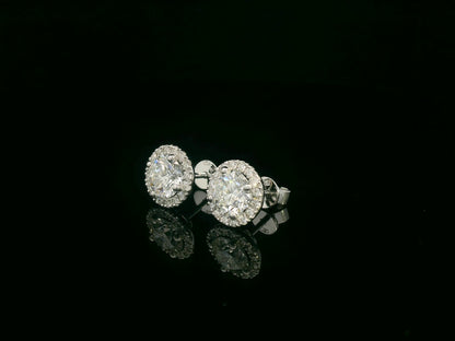 18K white gold round diamond halo stud earrings with GIA certified diamonds – Emirates Diamonds