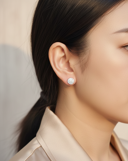 18K white gold round diamond halo stud earrings with GIA certified diamonds – Emirates Diamonds