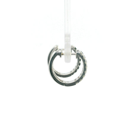 18K white gold black and white diamond hoop earrings with double rows of round diamonds