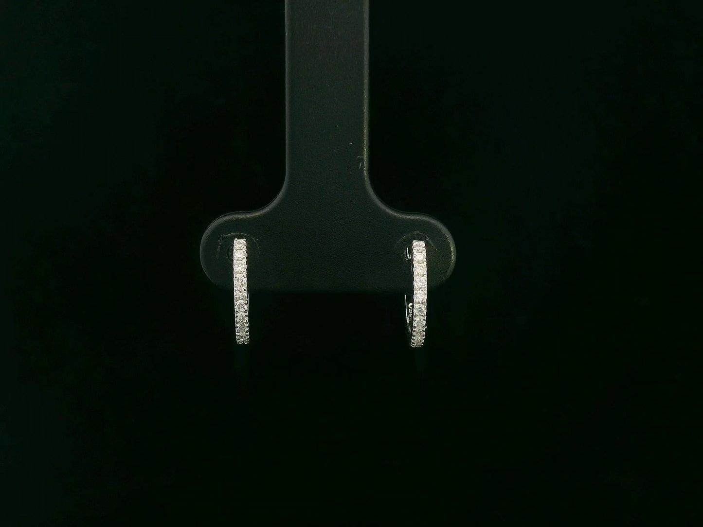 Diamond Huggie Hoop Earrings in 18K White Gold – Minimalist & Elegant Design