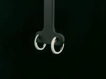 Diamond Huggie Hoop Earrings in 18K White Gold – Minimalist & Elegant Design