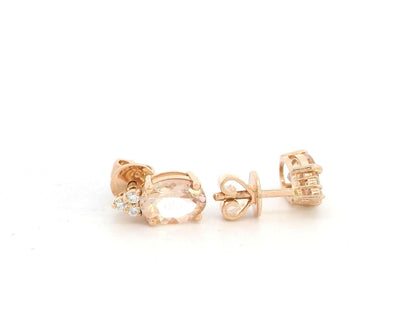 Oval morganite and diamond earrings 1.46ct in 18K rose gold by Emirates Diamonds