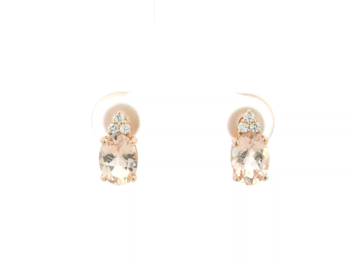 Oval morganite and diamond earrings 1.46ct in 18K rose gold by Emirates Diamonds