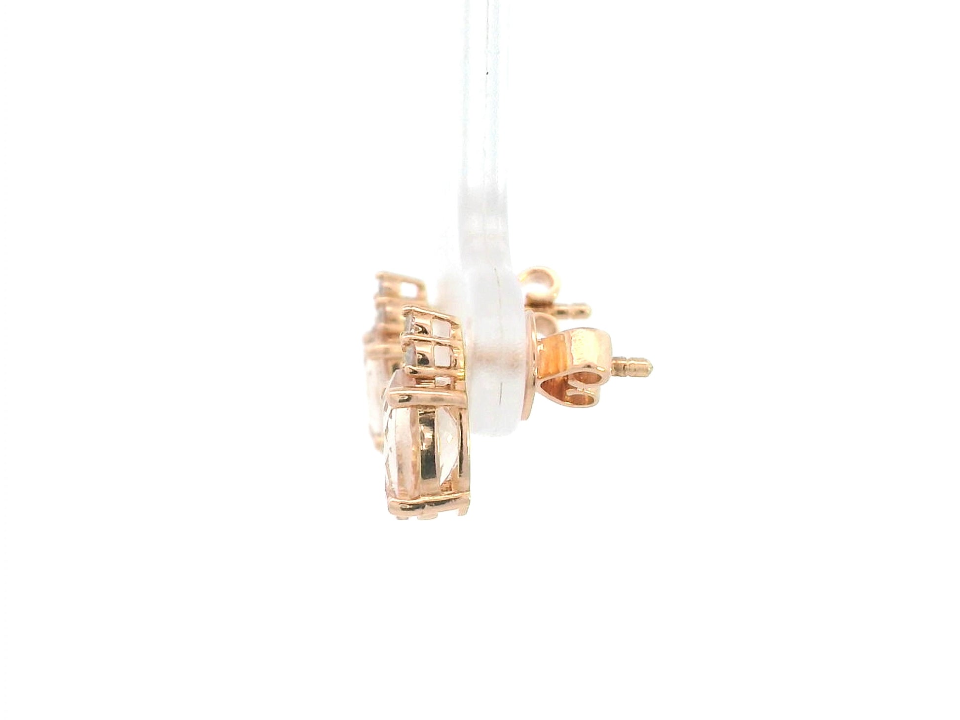 Oval morganite and diamond earrings 1.46ct in 18K rose gold by Emirates Diamonds