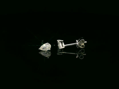 18K white gold pear cut diamond solitaire stud earrings with 0.37 carat diamonds by Emirates Diamonds
