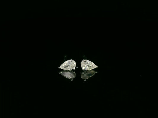 18K white gold pear cut diamond solitaire stud earrings with 0.37 carat diamonds by Emirates Diamonds
