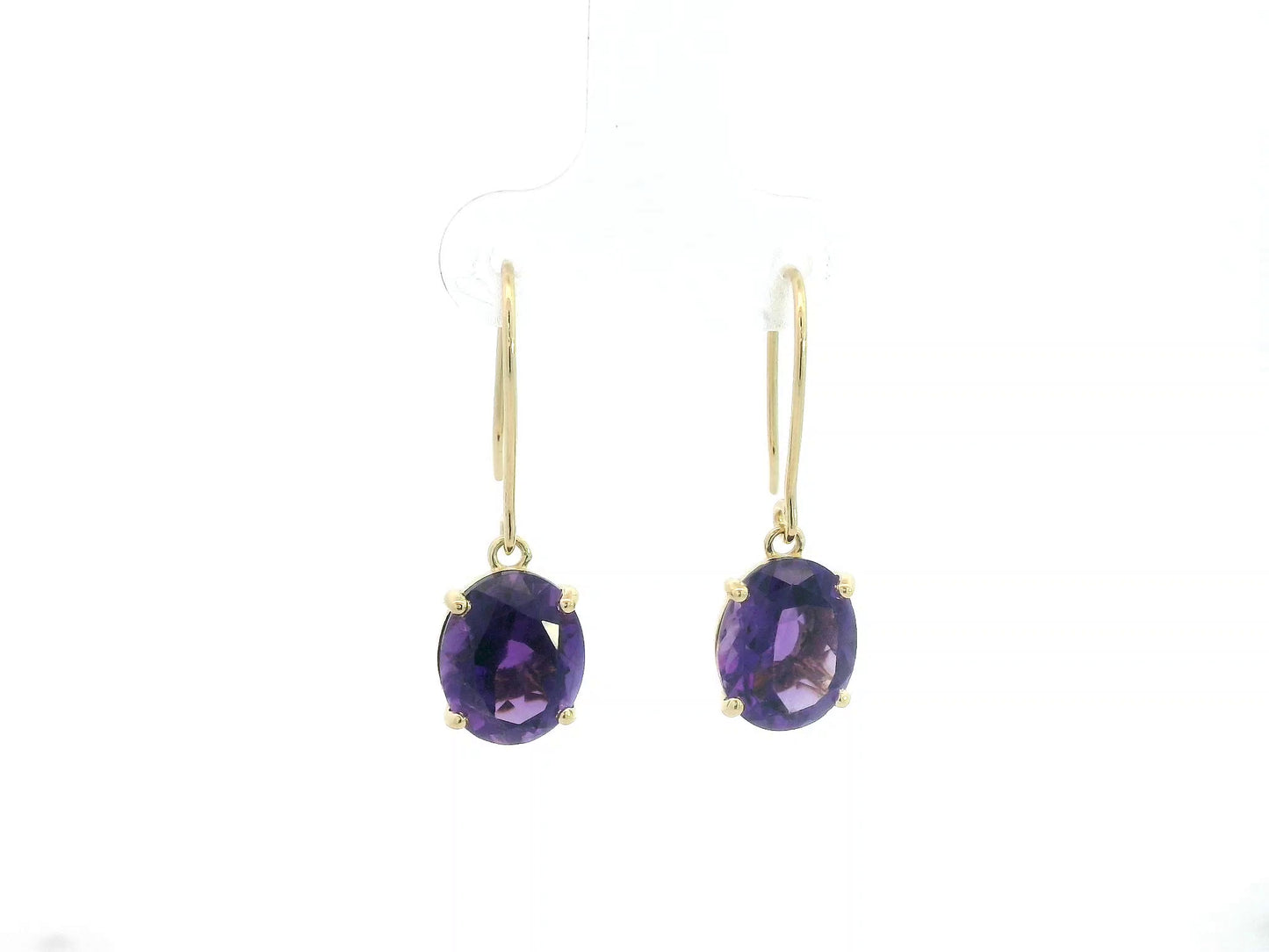 18K yellow gold amethyst drop earrings with oval-cut amethysts by Emirates Diamonds