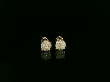Diamond cluster stud earrings in 18K yellow gold by Emirates Diamonds