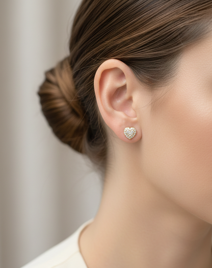 0.40 carat diamond heart cluster stud earrings in 18K yellow gold by Emirates Diamonds