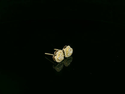 0.40 carat diamond heart cluster stud earrings in 18K yellow gold by Emirates Diamonds