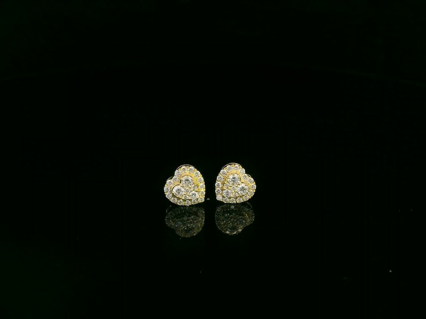 0.40 carat diamond heart cluster stud earrings in 18K yellow gold by Emirates Diamonds
