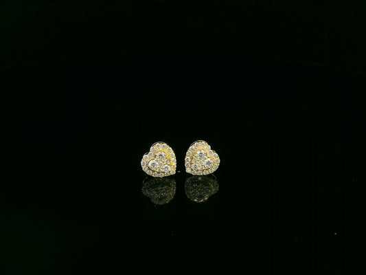 0.40 carat diamond heart cluster stud earrings in 18K yellow gold by Emirates Diamonds