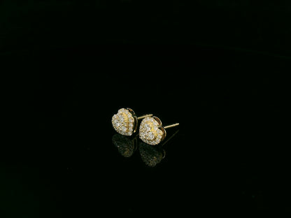 0.40 carat diamond heart cluster stud earrings in 18K yellow gold by Emirates Diamonds