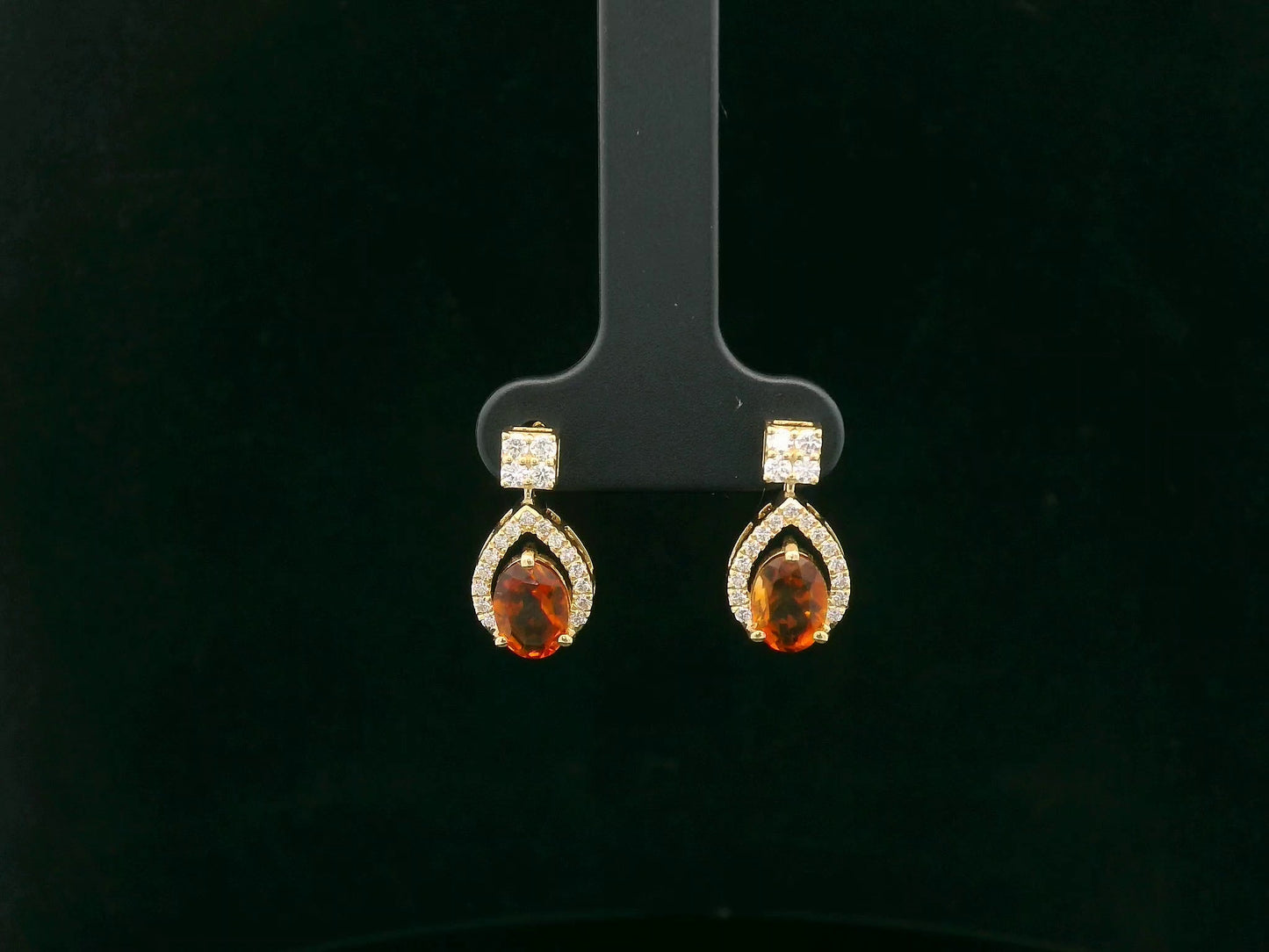 18K yellow gold citrine and diamond drop earrings by Emirates Diamonds